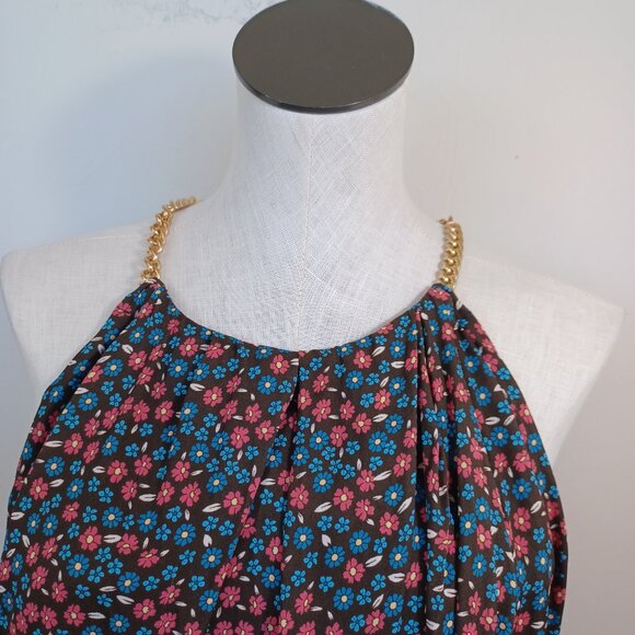 Elie Tahari Silk Halter Top Chain Strap Detail Flowy Lined Womens Large - Picture 4 of 14
